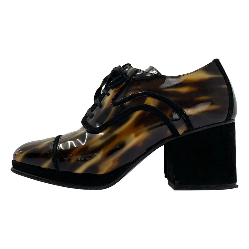 DRIES VAN NOTEN / ドリスヴァンノッテン | パテントレザー ヒール レースアップ シューズ | 36.5 | レディース