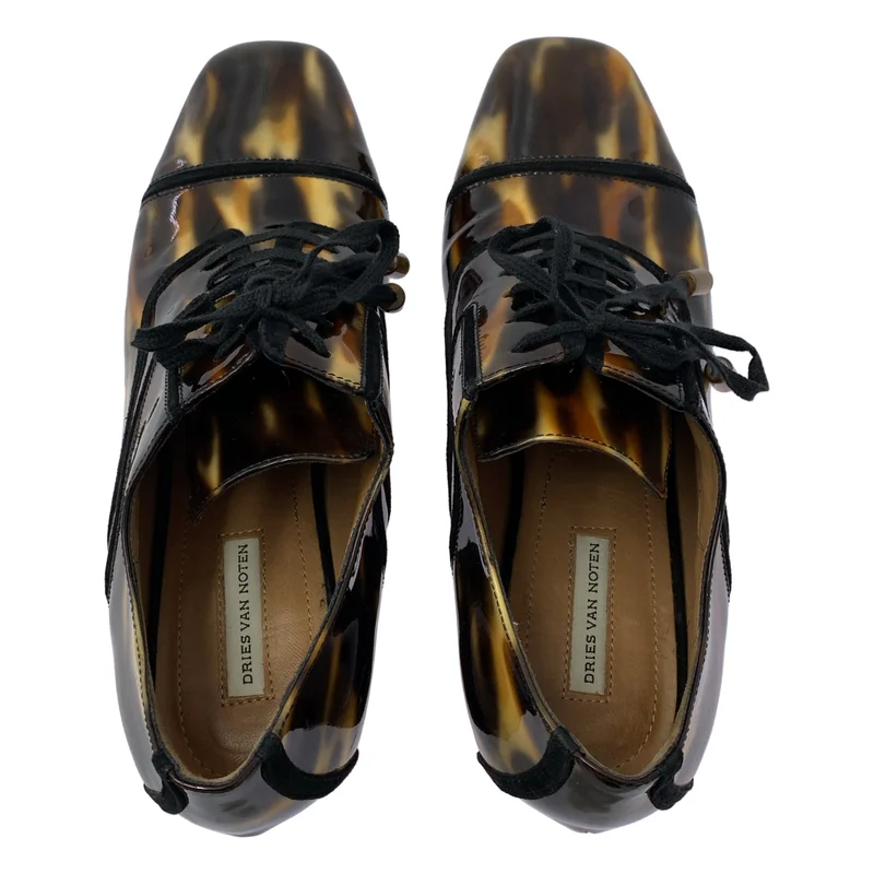 DRIES VAN NOTEN / ドリスヴァンノッテン | パテントレザー ヒール レースアップ シューズ | 36.5 | レディース