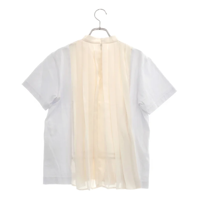 sacai / サカイ | Cotton Jersey × Satin T-Shirt プリーツトップス | 2 | レディース