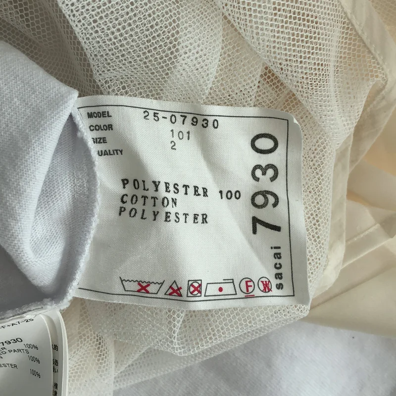 sacai / サカイ | Cotton Jersey × Satin T-Shirt プリーツトップス | 2 | レディース