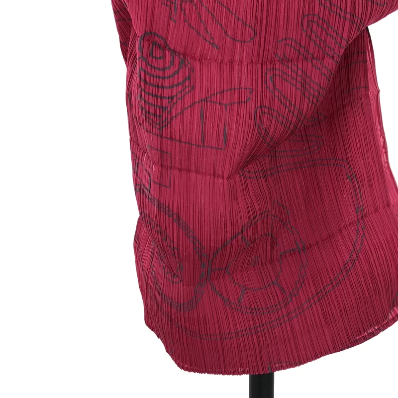 ISSEY MIYAKE FETE / イッセイミヤケフェット | 総柄 変形 ドローストリング プリーツ スリット ノースリーブ ドレス ワンピース | 3 | レディース