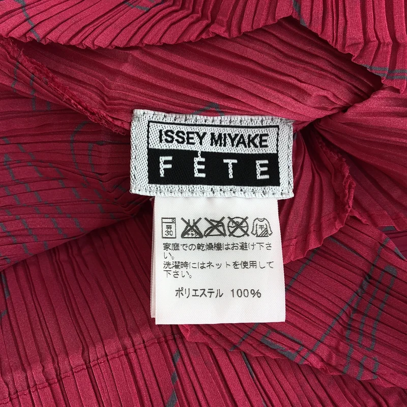 ISSEY MIYAKE FETE / イッセイミヤケフェット | 総柄 変形 ドローストリング プリーツ スリット ノースリーブ ドレス ワンピース | 3 | レディース