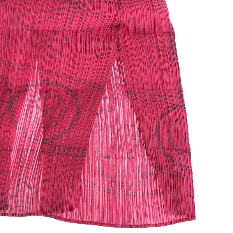 ISSEY MIYAKE FETE / イッセイミヤケフェット | 総柄 変形 ドローストリング プリーツ スリット ノースリーブ ドレス ワンピース | 3 | レディース