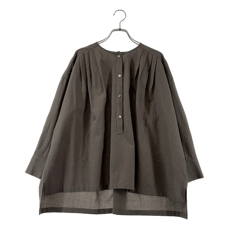 evam eva / エヴァムエヴァ | wool shirt ウール タック ノーカラーシャツ | M | レディース