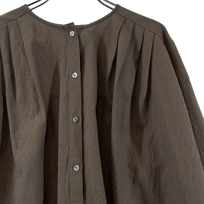 evam eva / エヴァムエヴァ | wool shirt ウール タック ノーカラーシャツ | M | レディース