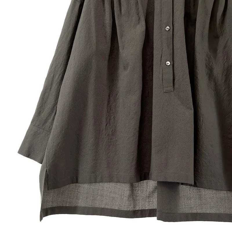 evam eva / エヴァムエヴァ | wool shirt ウール タック ノーカラーシャツ | M | レディース