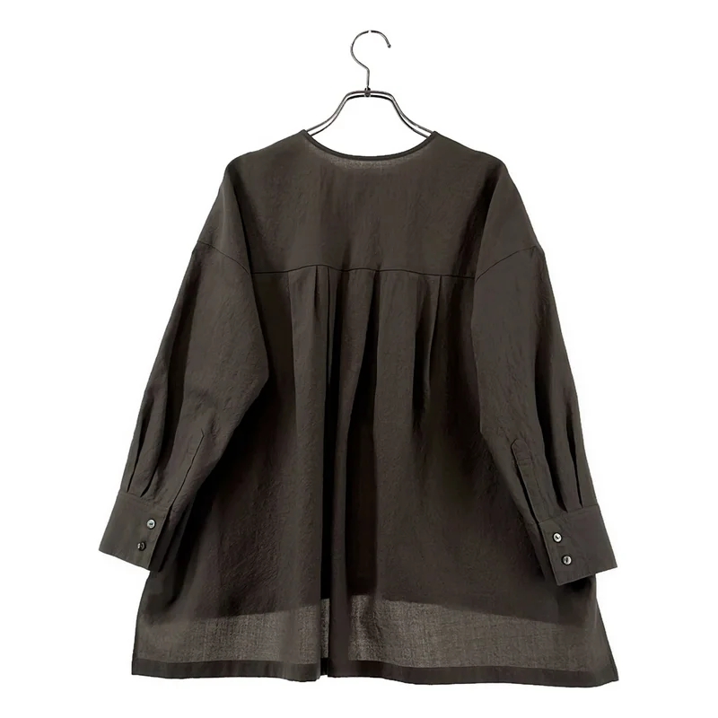 evam eva / エヴァムエヴァ | wool shirt ウール タック ノーカラーシャツ | M | レディース