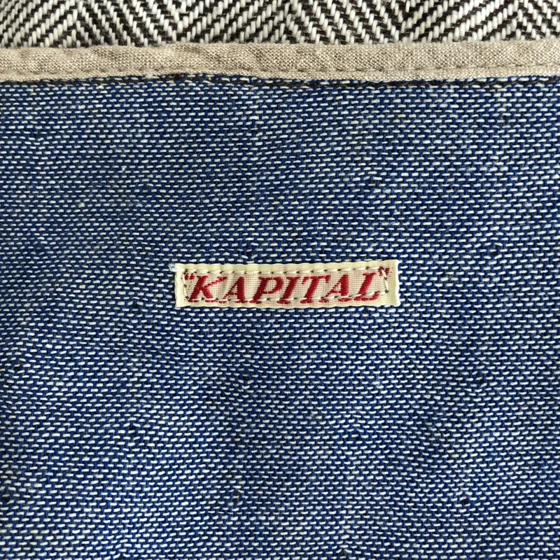 KAPITAL / キャピタル | ヘリンボーン ツイード レザーエルボーパッチ サイドスリット ワンピース | 1 | レディース