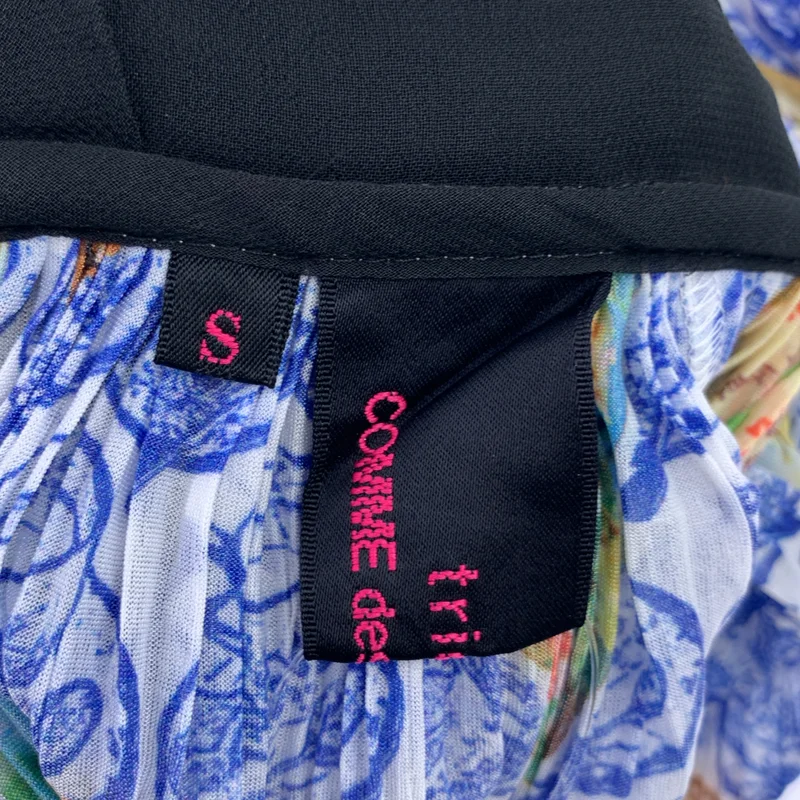 tricot COMME des GARCONS / トリココムデギャルソン | 2013SS | ポリエステル 総柄 丸襟 ギャザー ボリューム ブラウス | S | レディース