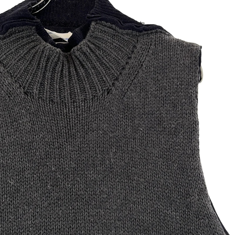 COMME des GARCONS SHIRT / コムデギャルソンシャツ | ウール カットオフ レイヤードデザイン ニットベスト | M | メンズ