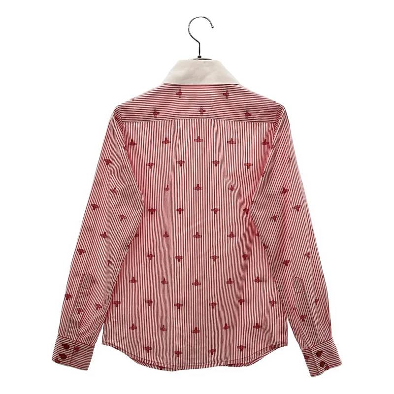 VIVIENNE WESTWOOD RED LABEL / ヴィヴィアンウエストウッドレッドレーベル | コットン バイカラー オーブ ストライプ ラウンドカラーシャツ | 1 | レディース