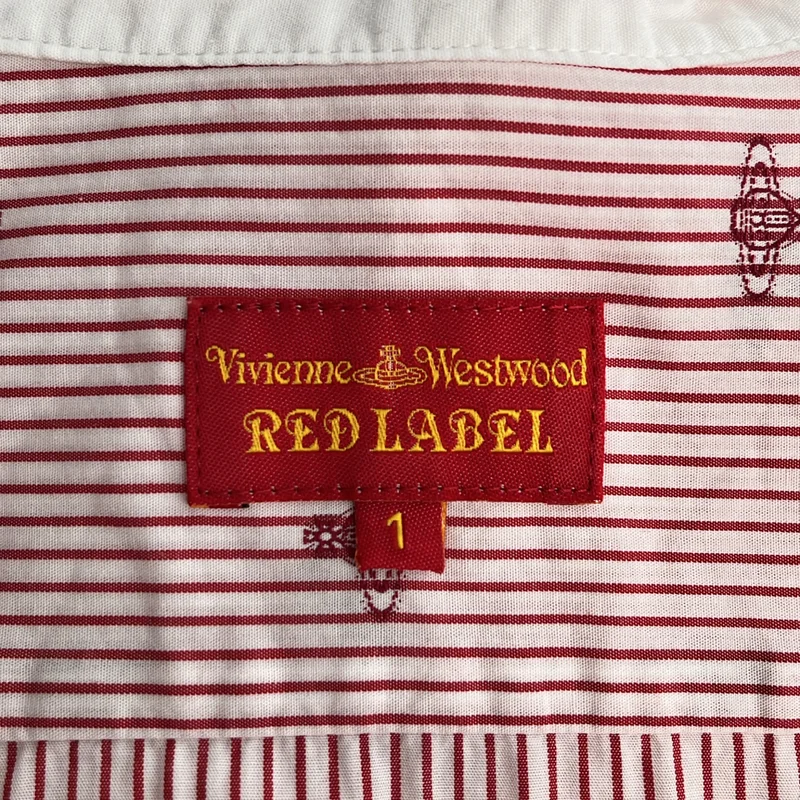 VIVIENNE WESTWOOD RED LABEL / ヴィヴィアンウエストウッドレッドレーベル | コットン バイカラー オーブ ストライプ ラウンドカラーシャツ | 1 | レディース