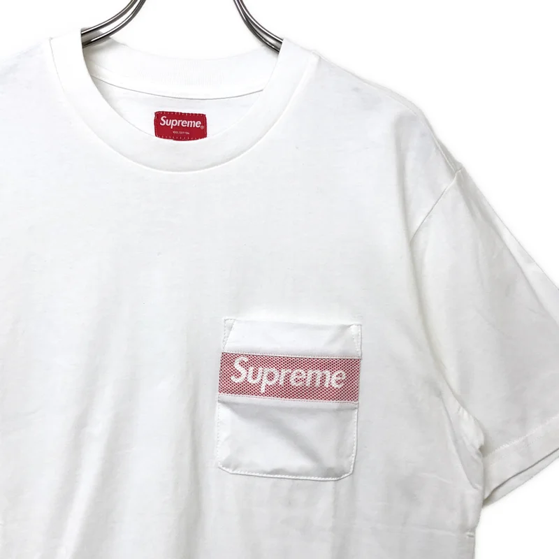 SUPREME / シュプリーム | Mesh Stripe Pocket Tee / メッシュ ロゴポケット Tシャツ カットソー | M | メンズ