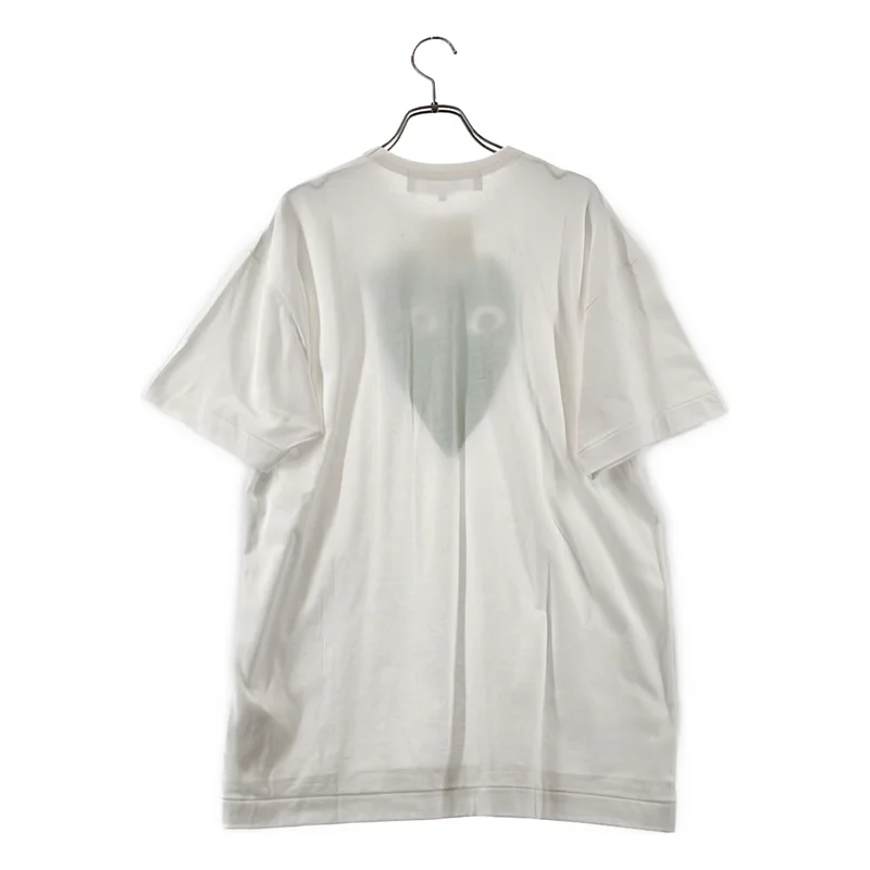PLAY COMME des GARCONS / プレイコムデギャルソン | ダブルハート ロゴ刺しゅう プリントTシャツ | XL | メンズ
