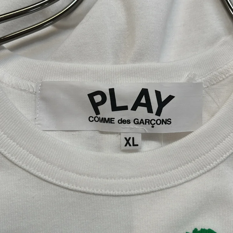 PLAY COMME des GARCONS / プレイコムデギャルソン | ダブルハート ロゴ刺しゅう プリントTシャツ | XL | メンズ