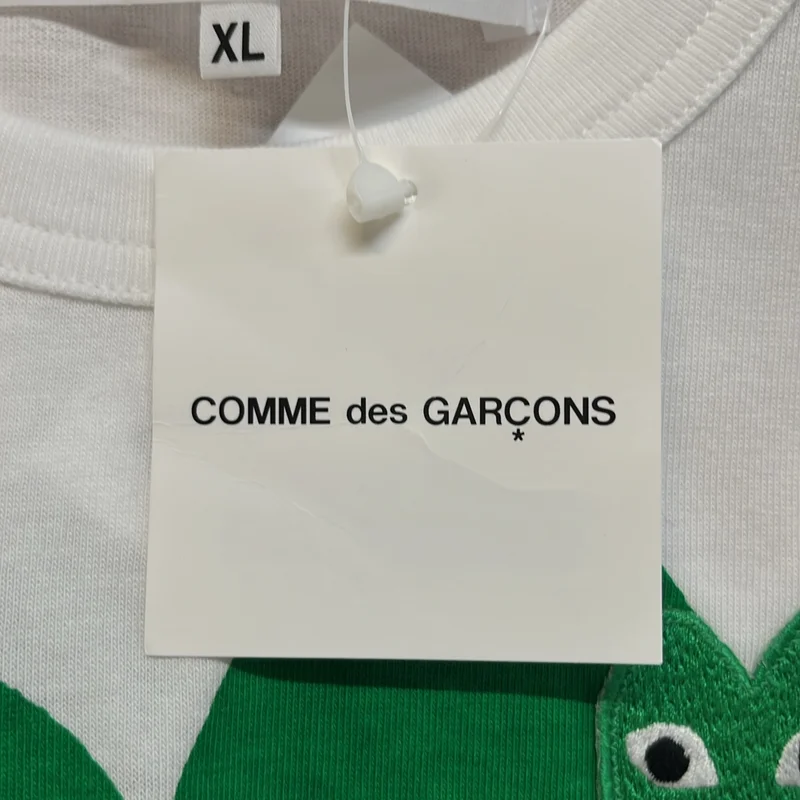 PLAY COMME des GARCONS / プレイコムデギャルソン | ダブルハート ロゴ刺しゅう プリントTシャツ | XL | メンズ