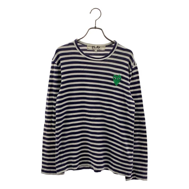 PLAY COMME des GARCONS / プレイコムデギャルソン | AD2005 | コットン ボーダー ロゴ刺しゅう ロングスリーブTシャツ | S | メンズ
