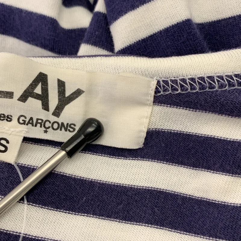 PLAY COMME des GARCONS / プレイコムデギャルソン | AD2005 | コットン ボーダー ロゴ刺しゅう ロングスリーブTシャツ | S | メンズ