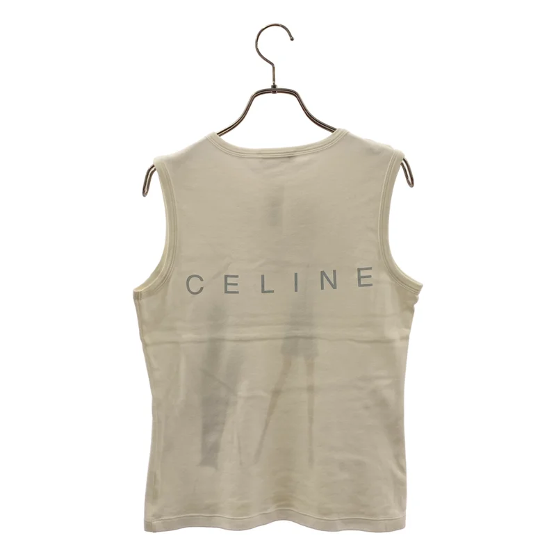 CELINE / セリーヌ | バックロゴプリント コットン タンクトップ |
