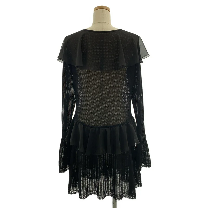 FETICO / フェティコ | LACE KNIT LONGLINE CARDIGAN レース フリル シアーカーディガン | 38 | レディース