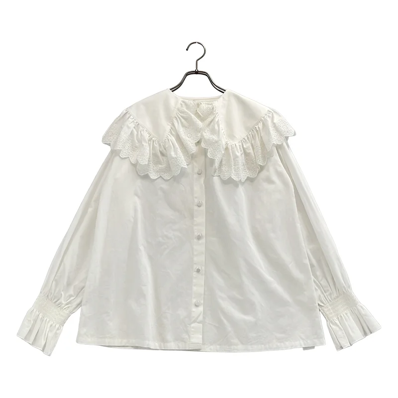 Shinzone / シンゾーン | “LACECOLLARBLOUSE” コットンレースカラーブラウスシャツ | F0 | レディース