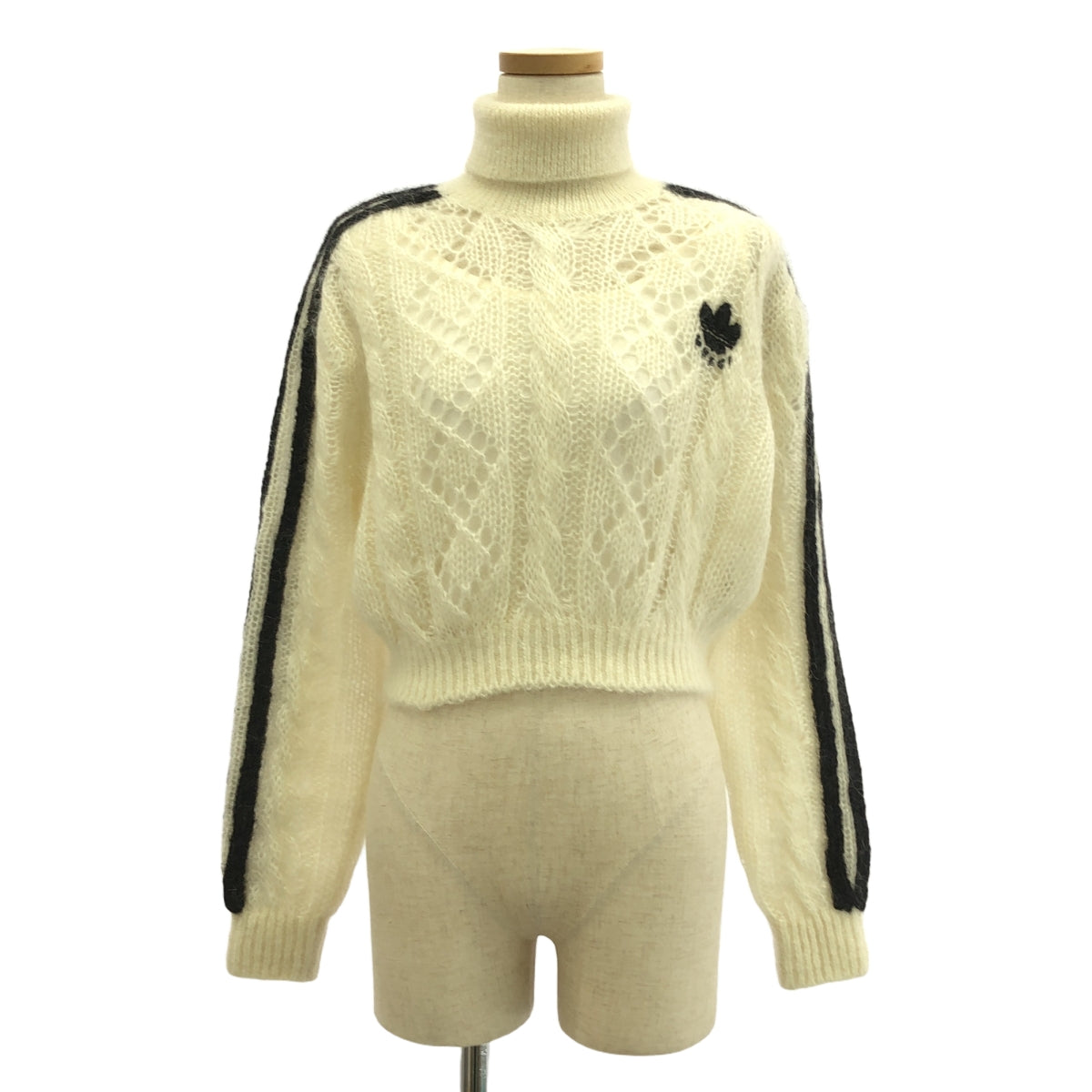グッチ アディダス モヘア サイドライン ハイネック セーター ニット トップス ホワイト XXS【中古】 美品】 GUCCI / グッチ | × adidas / アディダス トレフォイル サイド