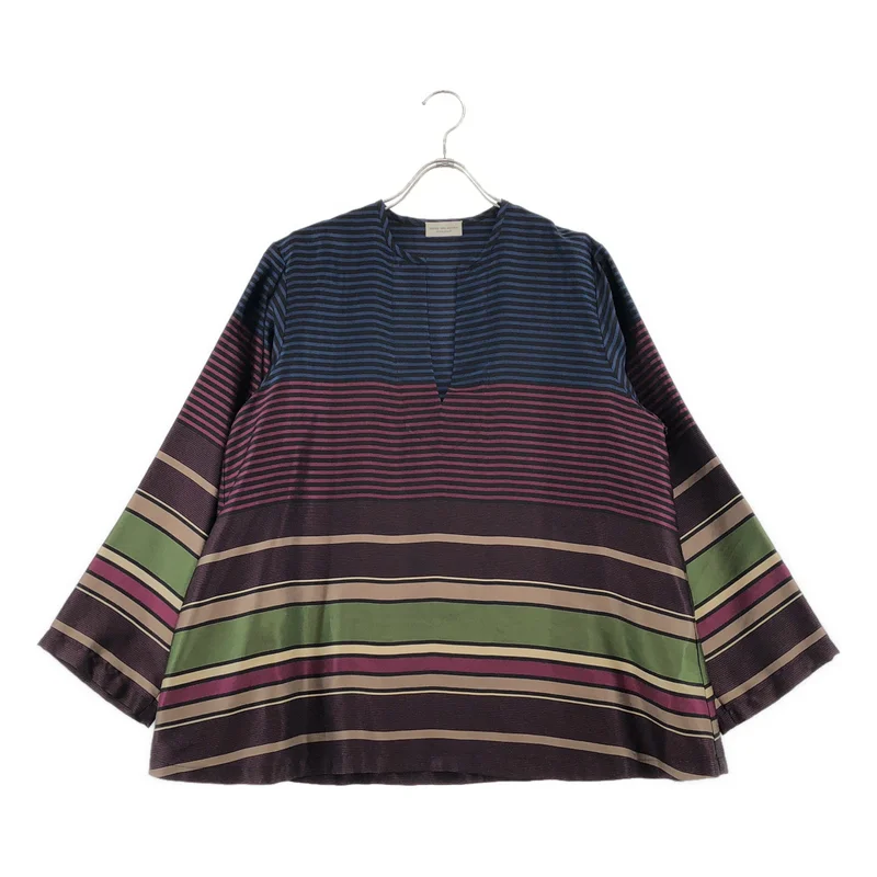 DRIES VAN NOTEN / ドリスヴァンノッテン | マルチボーダー ヘンリーネックブラウス | XS | レディース