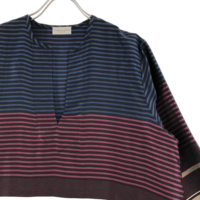 DRIES VAN NOTEN / ドリスヴァンノッテン | マルチボーダー ヘンリーネックブラウス | XS | レディース