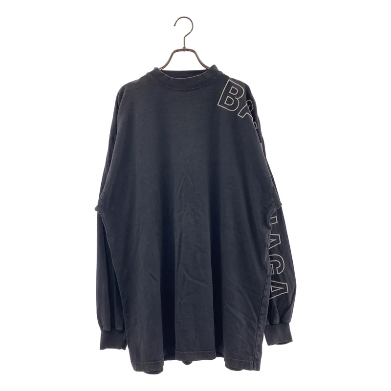 BALENCIAGA / バレンシアガ | 2023AW | Outline Long Sleeve T-Shirt ヴィンテージ加工 ロゴ 刺しゅう Tシャツ | 2 | メンズ