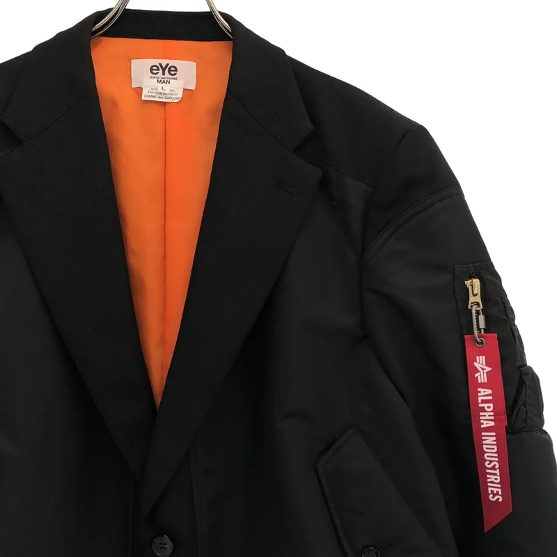 eye JUNYA WATANABE COMME des GARCONS MAN / アイジュンヤワタナベ マン | 2023AW | × ALPHA INDUSTRIES / ウール ナイロン MA-1カスタマイズ Wネーム テーラードジャケット | L | メンズ