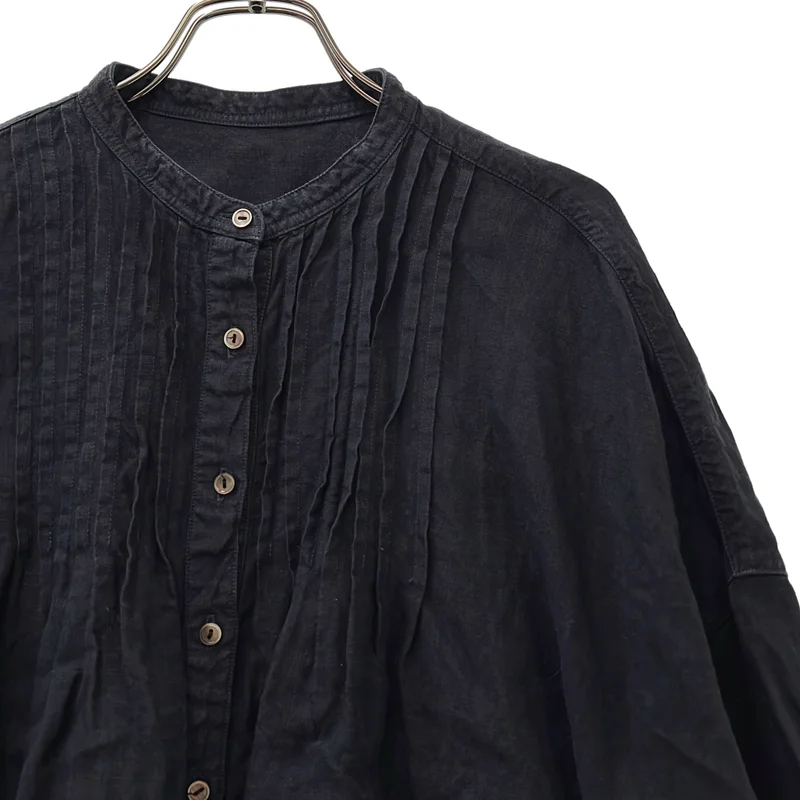 nest robe / ネストローブ | リネン バンドカラー プリーツシャツ |