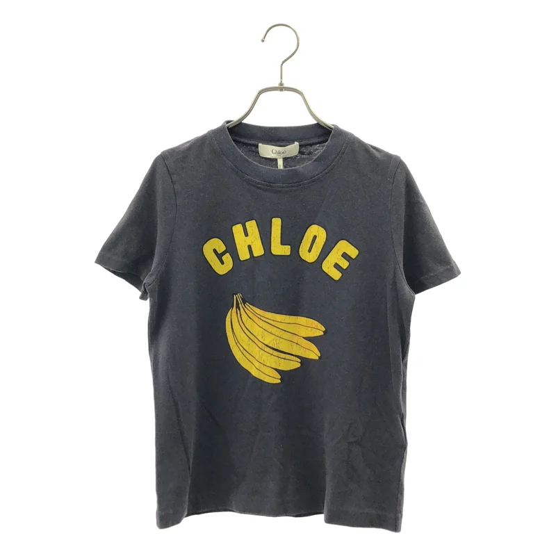 Chloe / クロエ | 2025SS | ヴィンテージ加工 バナナ ロゴプリント Tシャツ カットソー | S | レディース