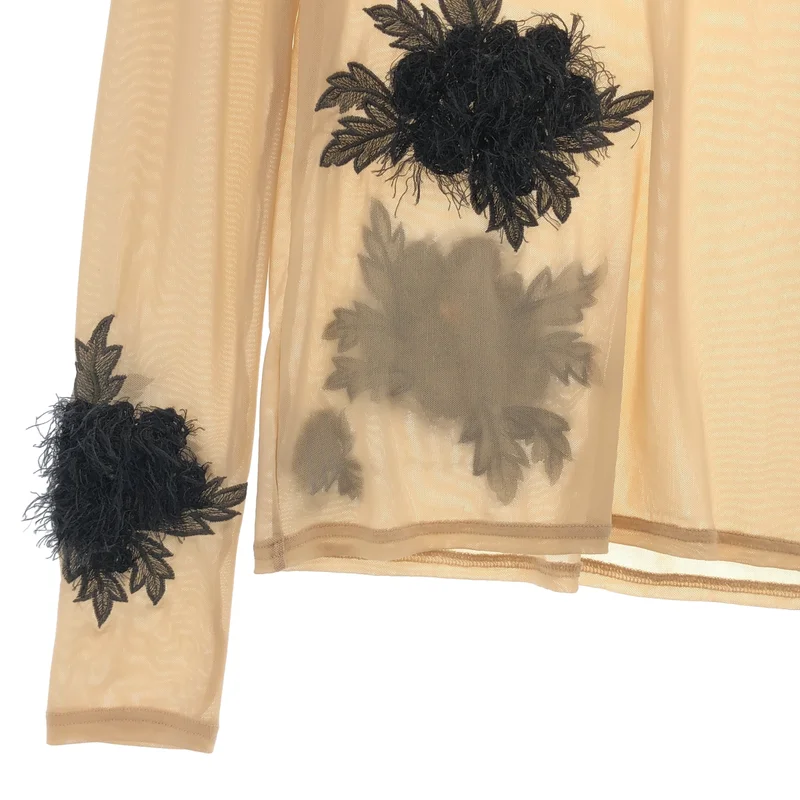 AMERI / アメリ | UND 3D FLOWER SKIN TOP シアーカットソー | F | レディース