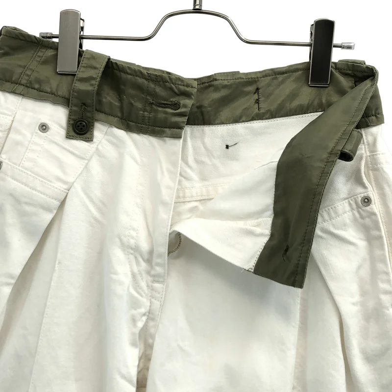 sacai / サカイ | 2020AW | 異素材 切り替え サイドアジャスター ワイドデニムパンツ | 2 | レディース