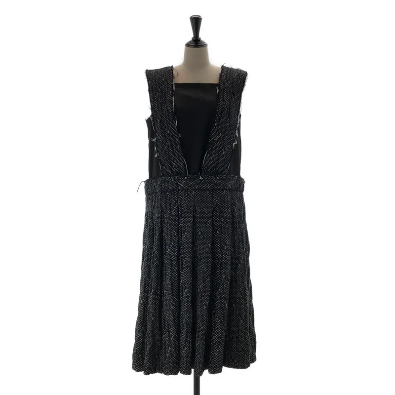COMME des GARCONS COMME des GARCONS / コムコム | 2019AW | ウール ツイード 縮絨 カットオフ ジャンパースカート | M | レディース