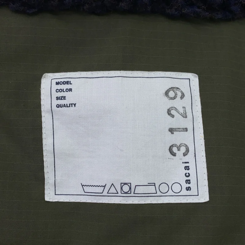 sacai / サカイ | リバーシブル 異素材 切替 ニット ミリタリー 中綿ベスト |