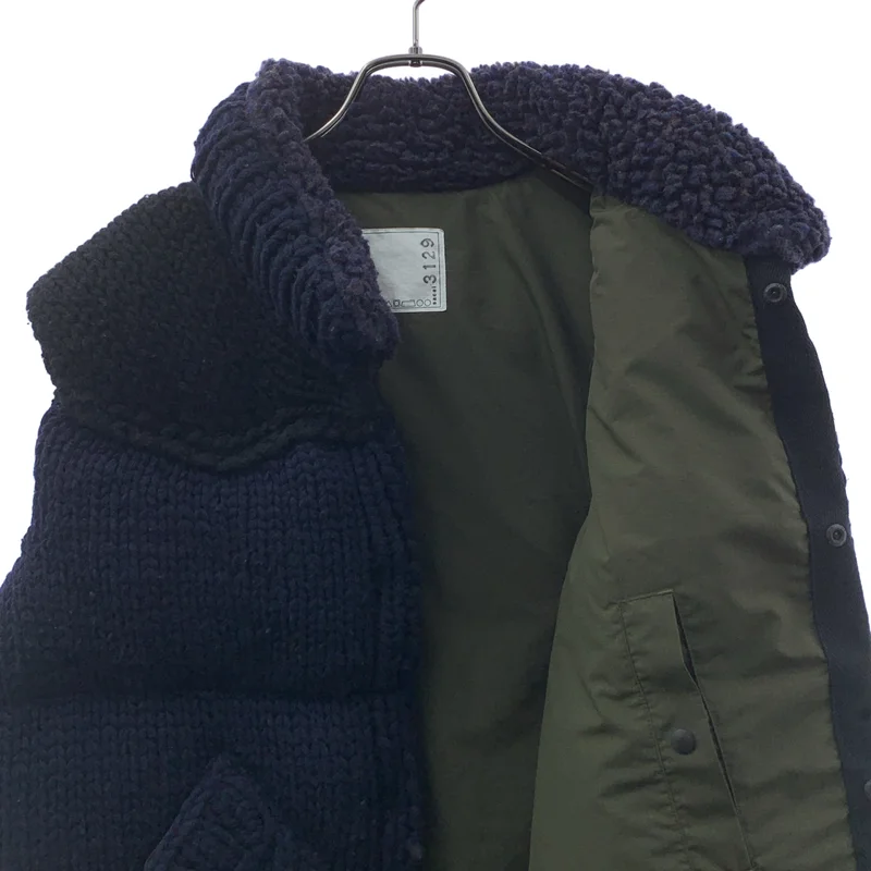 sacai / サカイ | リバーシブル 異素材 切替 ニット ミリタリー 中綿ベスト |