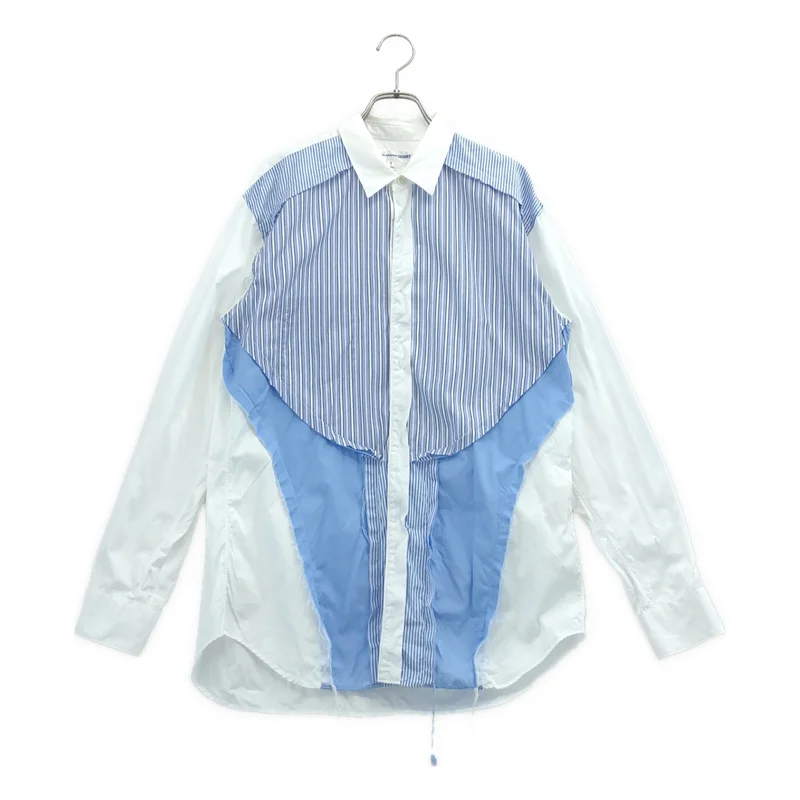 COMME des GARCONS SHIRT / コムデギャルソンシャツ | 2020SS | コットン ストライプ切り替え パッチワークシャツ | M | メンズ