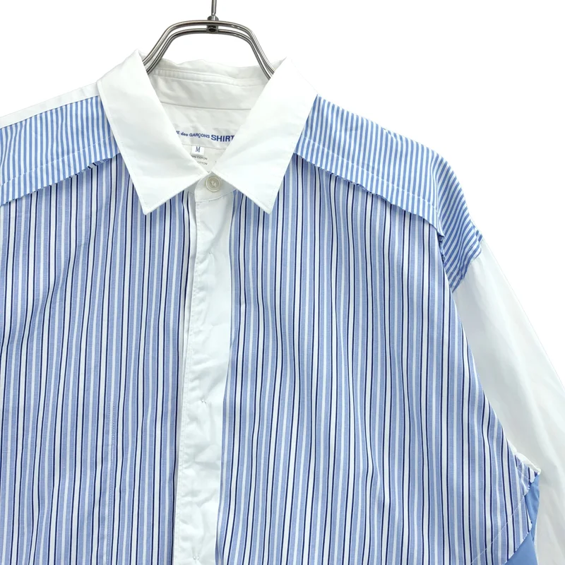 COMME des GARCONS SHIRT / コムデギャルソンシャツ | 2020SS | コットン ストライプ切り替え パッチワークシャツ | M | メンズ