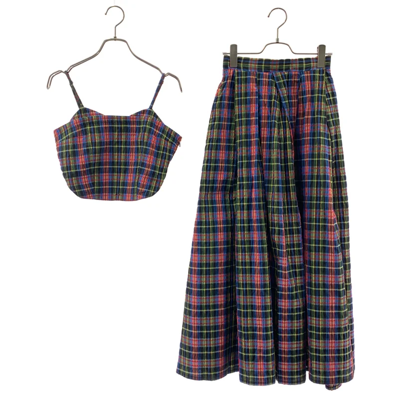 AMERI / アメリ | CHECK SET UP DRESS セットアップ / キャミソール スカート | S | レディース