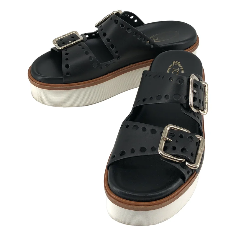 TOD'S / トッズ | パンチングレザー ベルト サンダル | 39 | レディース