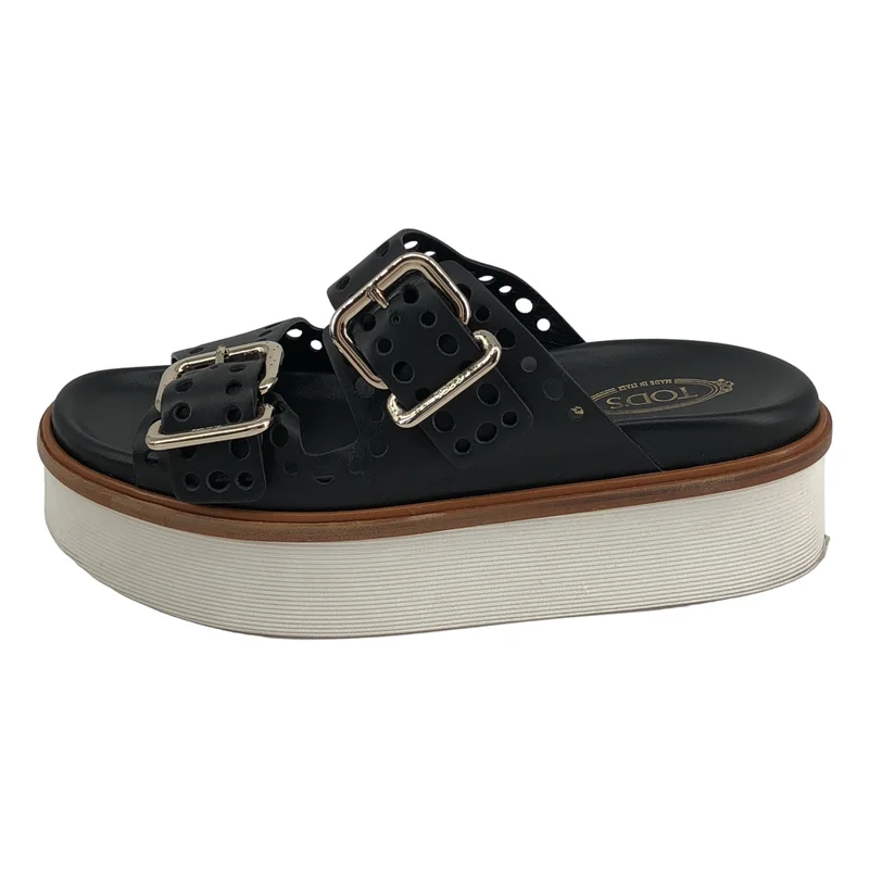 TOD'S / トッズ | パンチングレザー ベルト サンダル | 39 | レディース