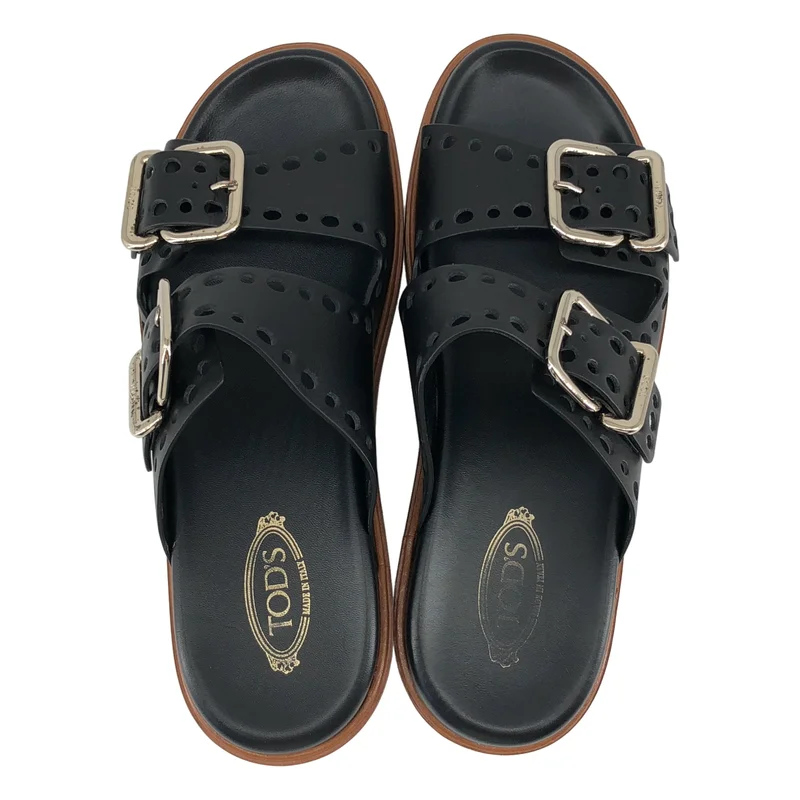 TOD'S / トッズ | パンチングレザー ベルト サンダル | 39 | レディース