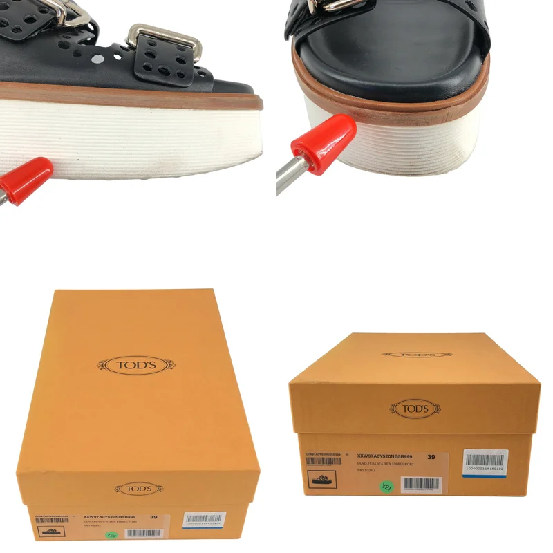 TOD'S / トッズ | パンチングレザー ベルト サンダル | 39 | レディース
