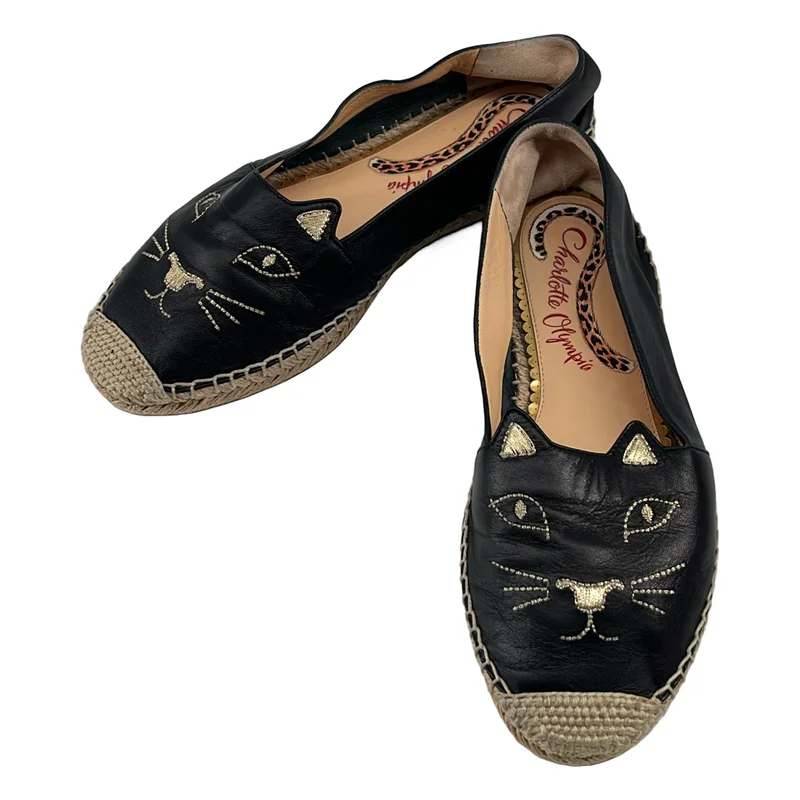 Charlotte Olympia / シャーロットオリンピア | レザー キャット エンブロイダリー シューズ | 37 | レディース