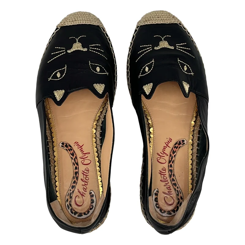 Charlotte Olympia / シャーロットオリンピア | レザー キャット エンブロイダリー シューズ | 37 | レディース