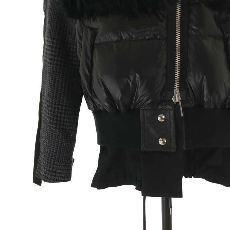 sacai / サカイ | 異素材切替 ライダース ダウンジャケット | 3 | レディース