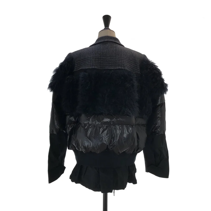 sacai / サカイ | 異素材切替 ライダース ダウンジャケット | 3 | レディース