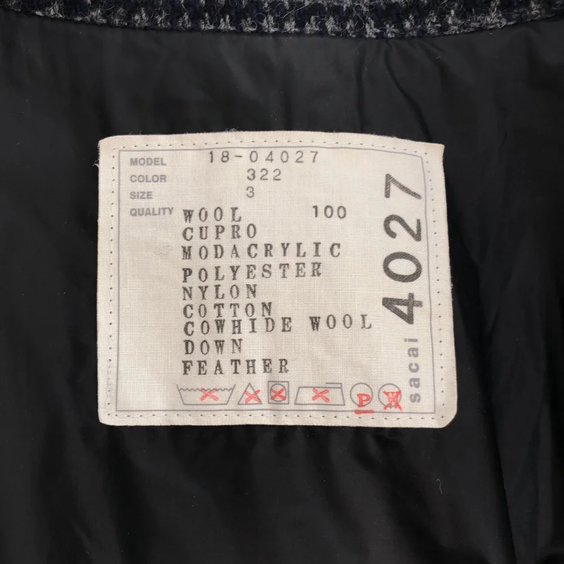 sacai / サカイ | 異素材切替 ライダース ダウンジャケット | 3 | レディース
