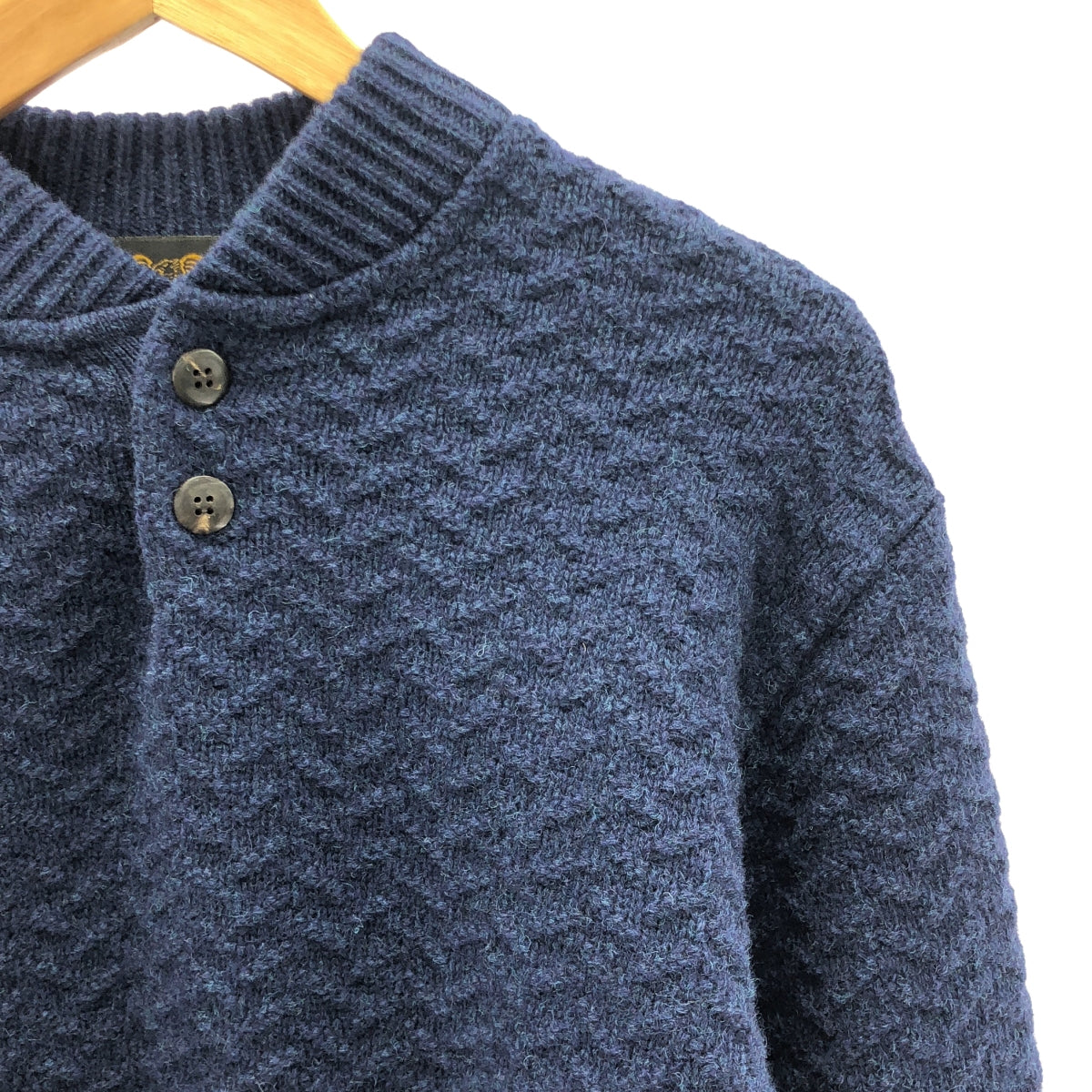 CALEE / キャリー | HENLEY NECK HERRINGBONE KNIT SWEATER